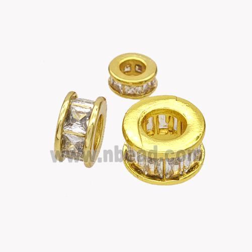 Copper Heishi Spacer Beads Pave Zirconia Gold Plated