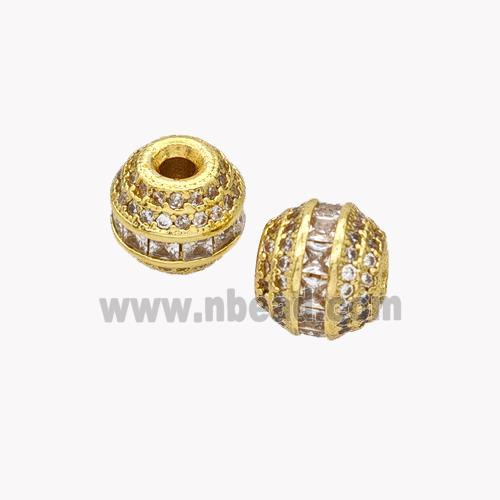 Copper Round Beads Micropave Zirconia Gold Plated