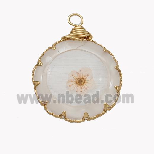 Acrylic Flower Pendant Gold Plated