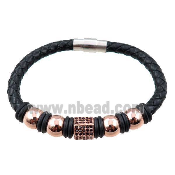 PU leather bracelet with magnetic clasp