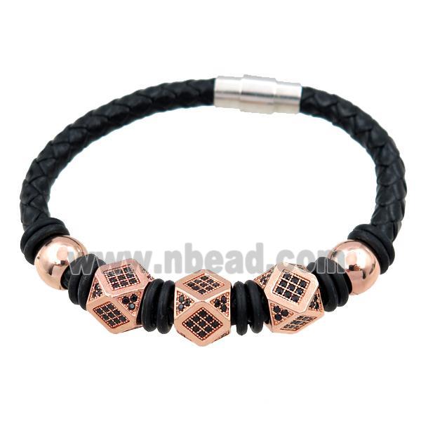 PU leather bracelet with magnetic clasp