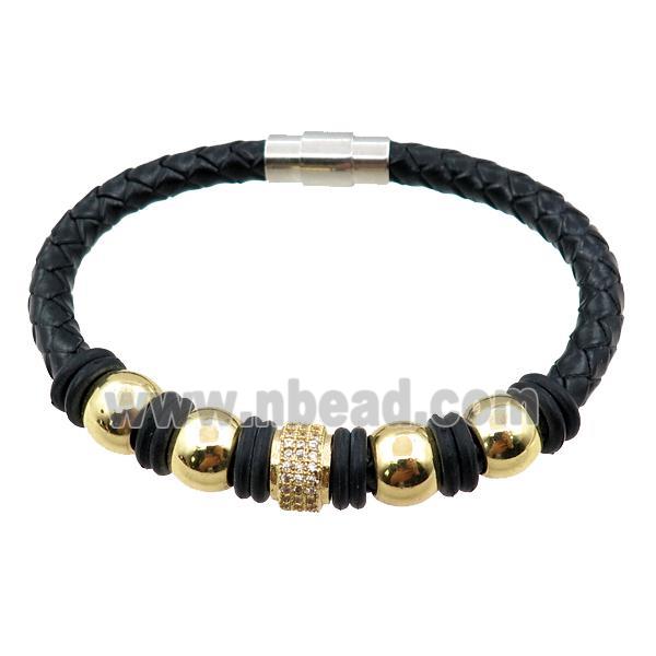 PU leather bracelet with magnetic clasp