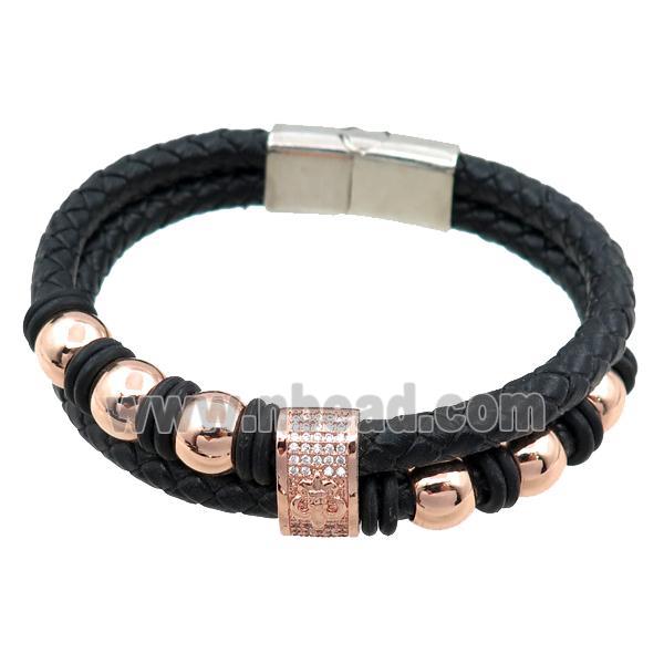 PU leather bracelet with magnetic clasp