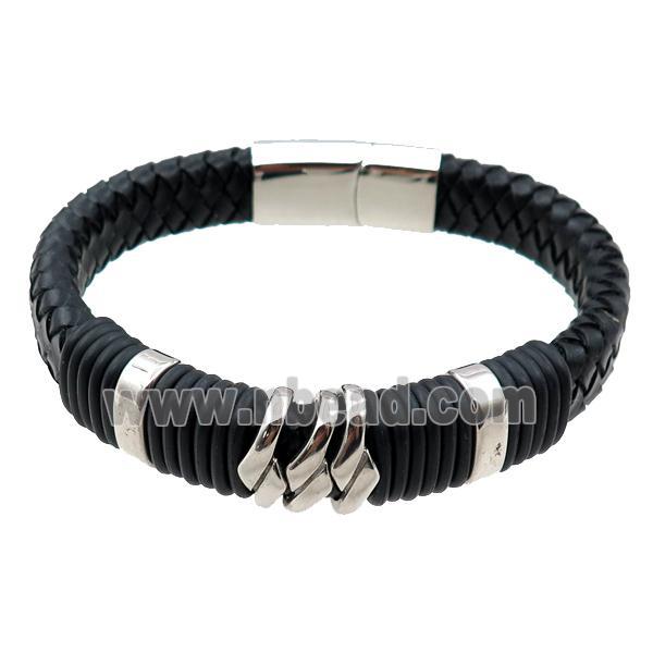 PU leather bracelet with magnetic clasp