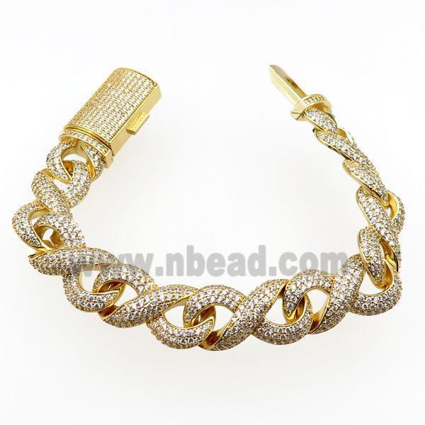 copper bracelets pave zircon, gold plated