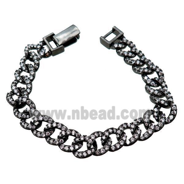 copper bracelet pave zircon, black gunmetal plated