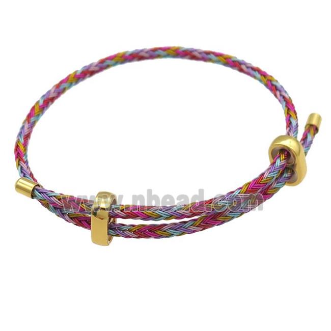 Tiger Tail Steel Bracelet, adjustable, multicolor