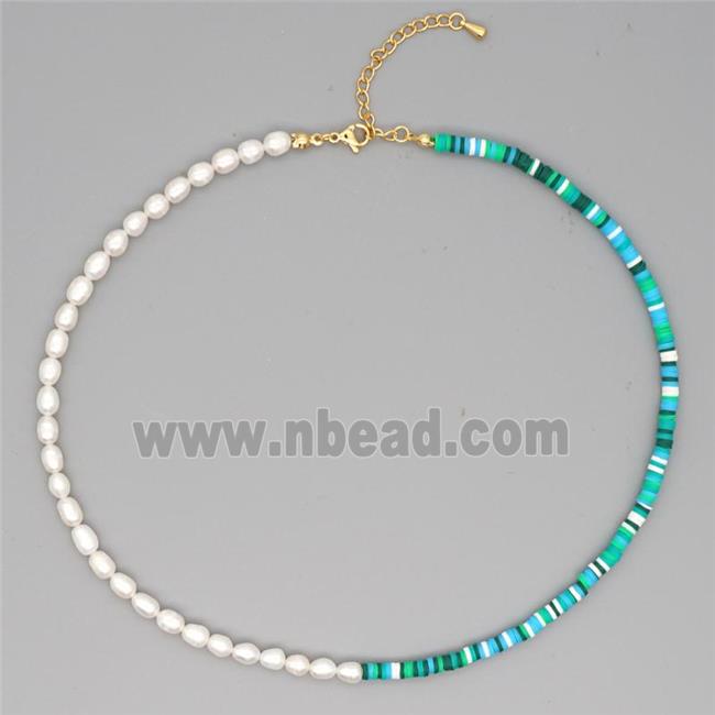 Pearl Necklace with polymer clay