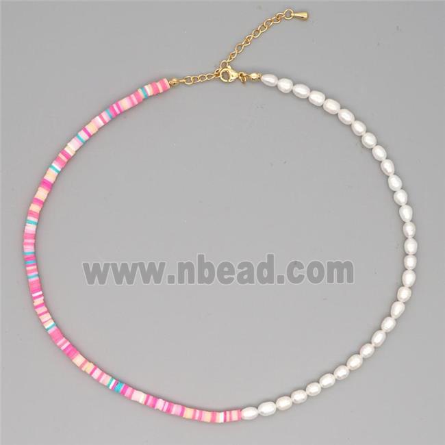 Pearl Necklace with polymer clay beads