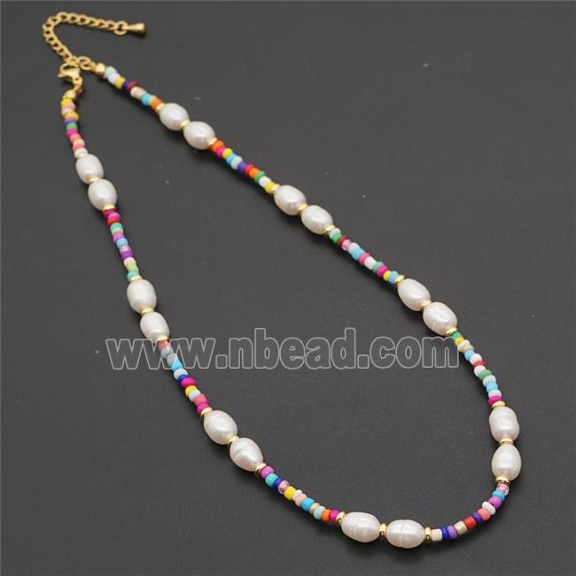 Pearl Necklace with glass seed beads