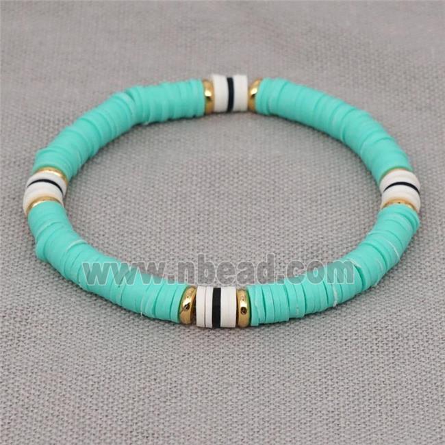 mint green Polymer Clay Bracelet, stretchy