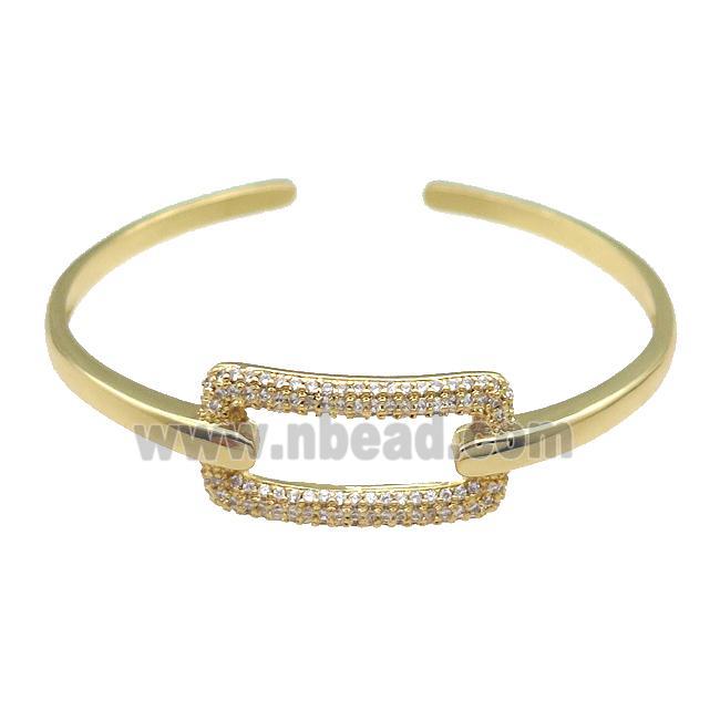 Copper Bangle Pave Zircon Gold Plated