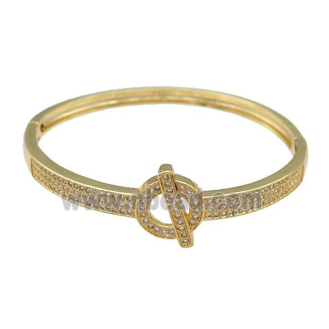 Copper Bangle Pave Zircon Gold Plated