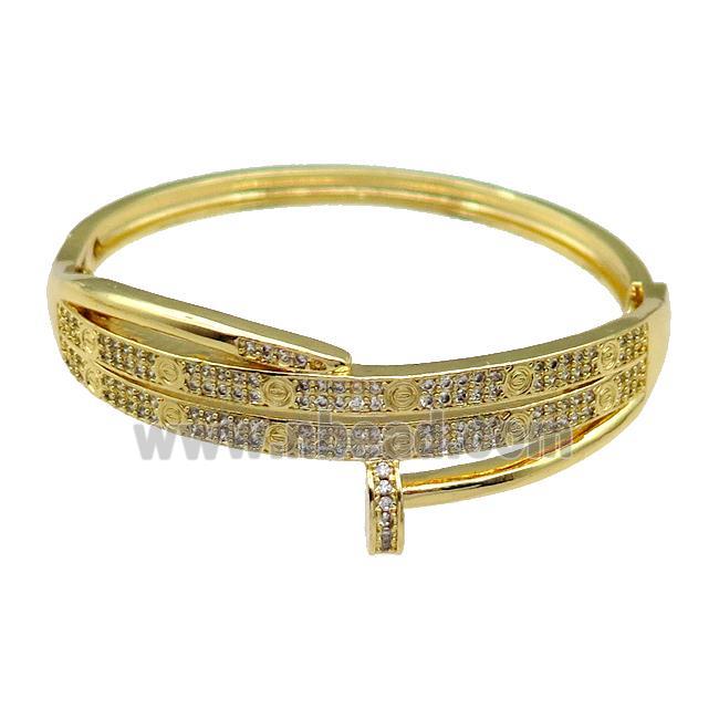 Copper Bangle Pave Zircon Gold Plated