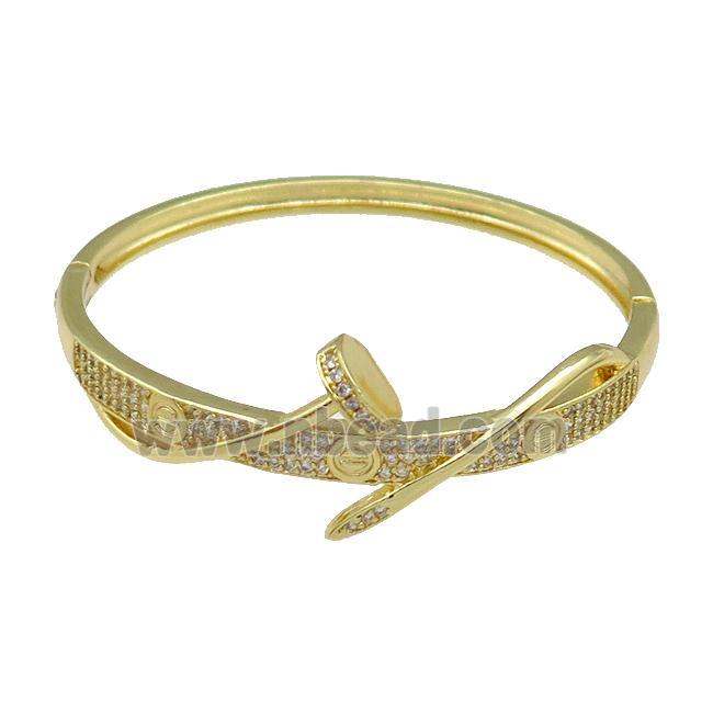 Copper Bangle Pave Zircon Gold Plated