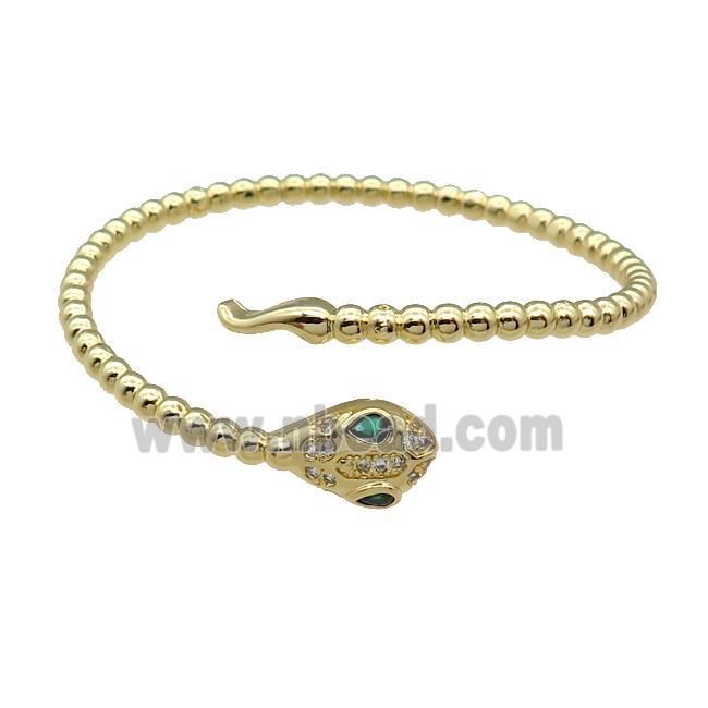 Copper Snake Bangle Pave Zircon Gold Plated