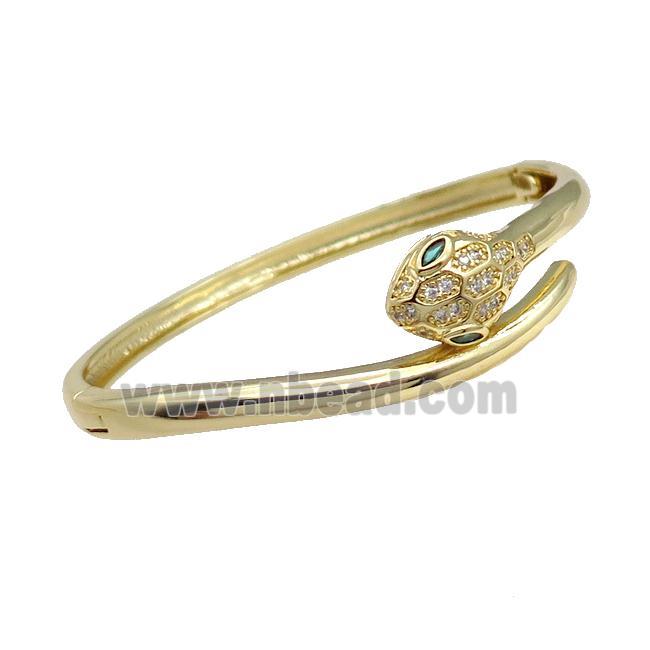 Copper Snake Bangle Pave Zircon Gold Plated