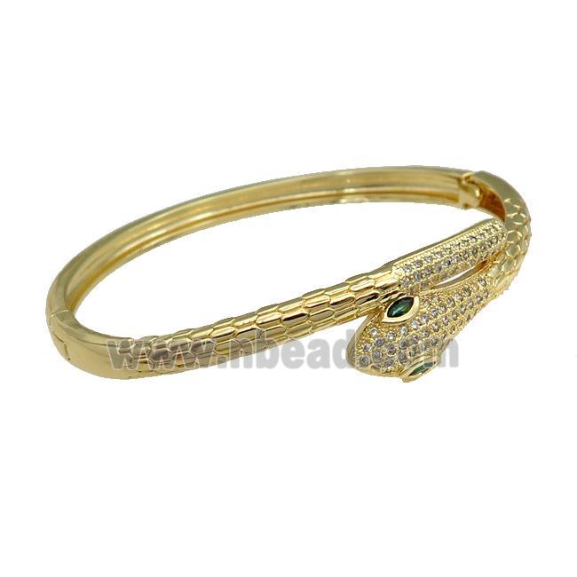 Copper Snake Bangle Pave Zircon Gold Plated