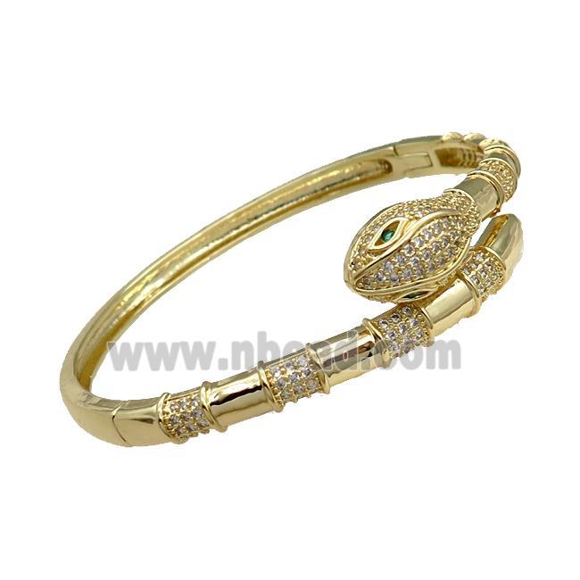 Copper Snake Bangle Pave Zircon Gold Plated