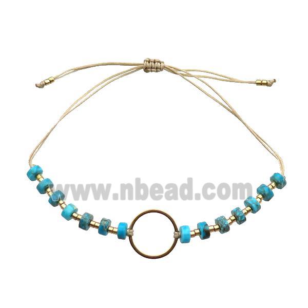 Imperial Jasper Bracelet Heishi Blue Adjustable