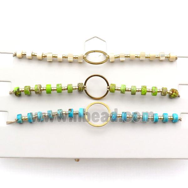 Mix Gemstone Bracelet Heishi Adjustable