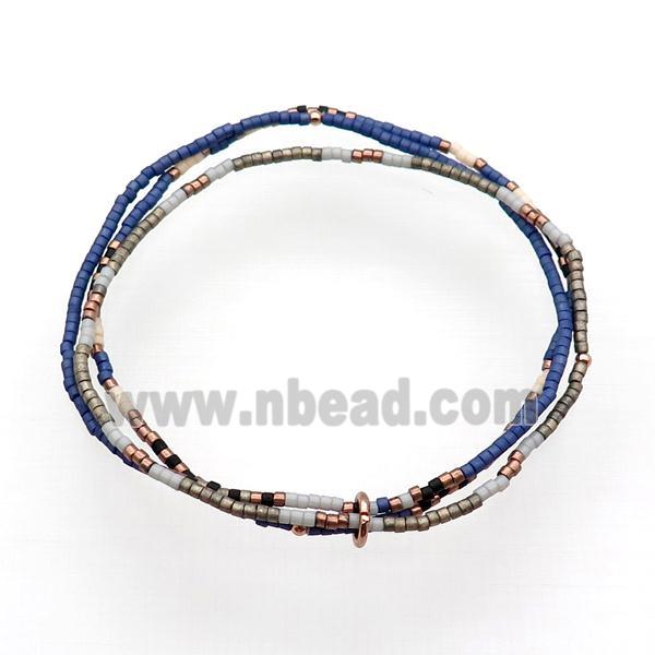 Seed Glass Bracelet 3 Strands Stretchy