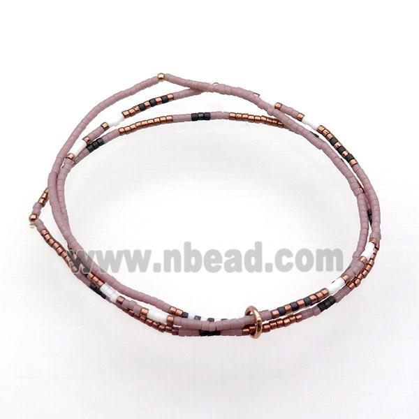 Seed Glass Bracelet 3 Strands Stretchy