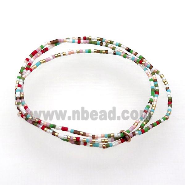 Seed Glass Bracelet 3 Strands Stretchy