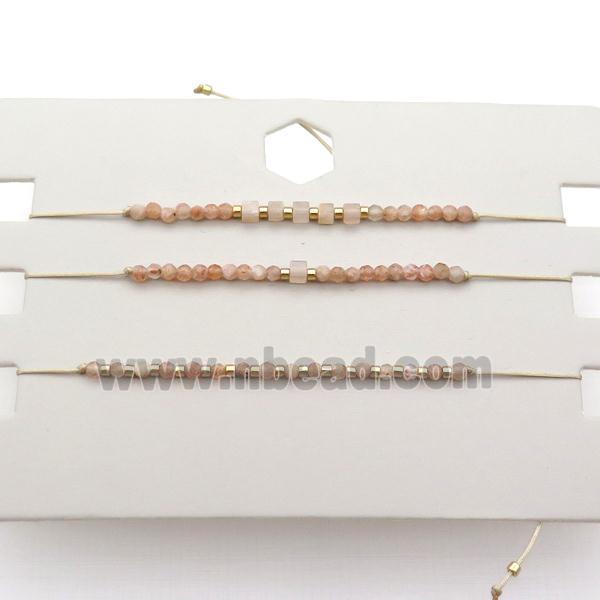 Peach Sunstone Bracelet Adjustable