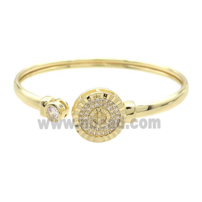 Copper Bangle Pave Zircon Gold Plated