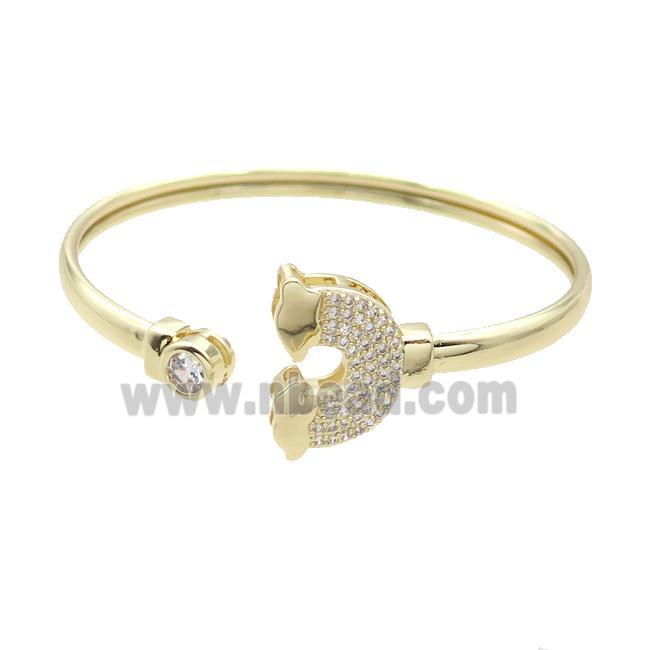 Copper Bangle Pave Zircon Rainbow Gold Plated