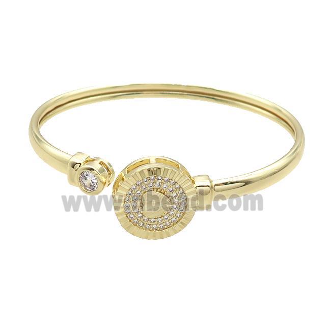 Copper Bangle Pave Zircon Heart Gold Plated