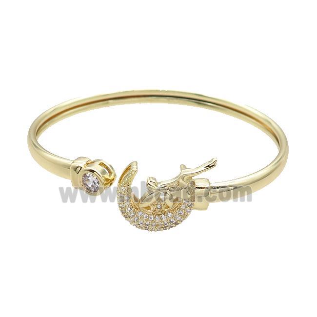 Copper Bangle Pave Zircon Mooon Fairy Gold Plated