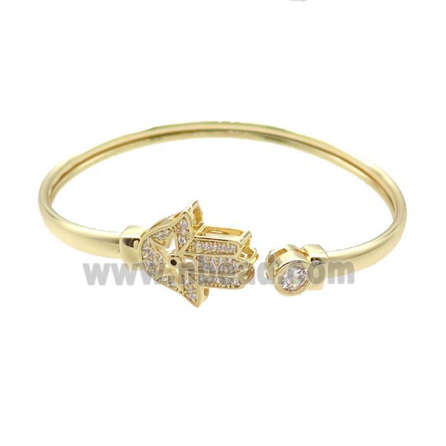 Copper Bangle Pave Zircon Hamsahand Gold Plated