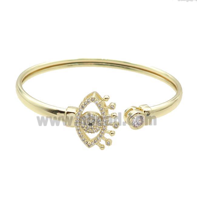 Copper Bangle Pave Zircon Eye Gold Plated