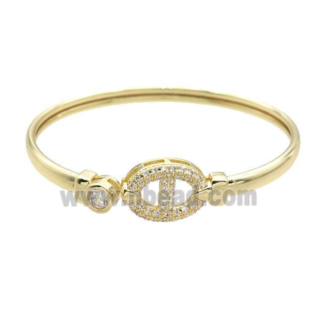 Copper Bangle Pave Zircon Gold Plated