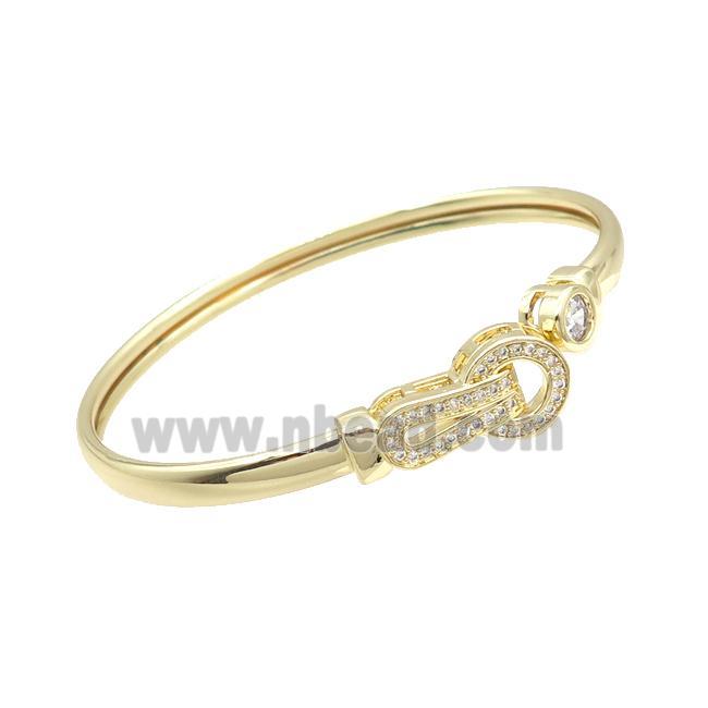 Copper Bangle Pave Zircon Gold Plated