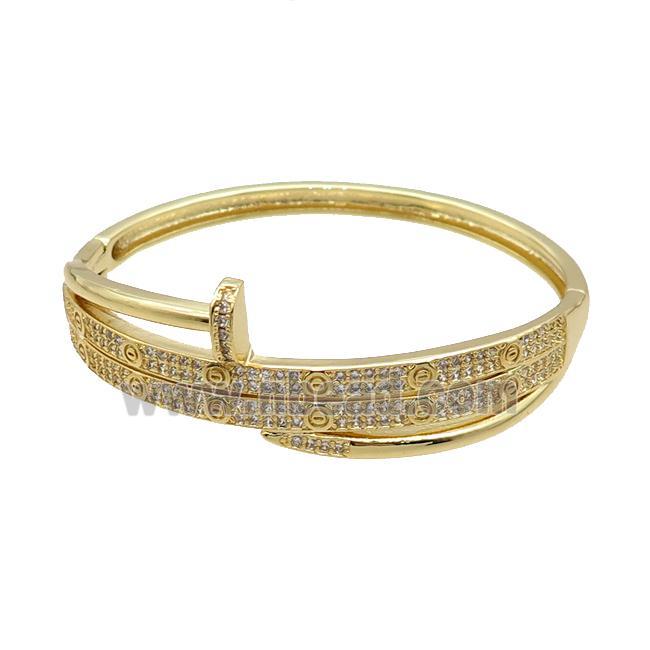 Copper Bangle Pave Zircon Gold Plated