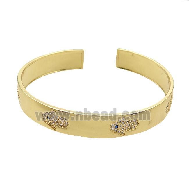 Copper Bangle Pave Zircon Hamsahand Gold Plated