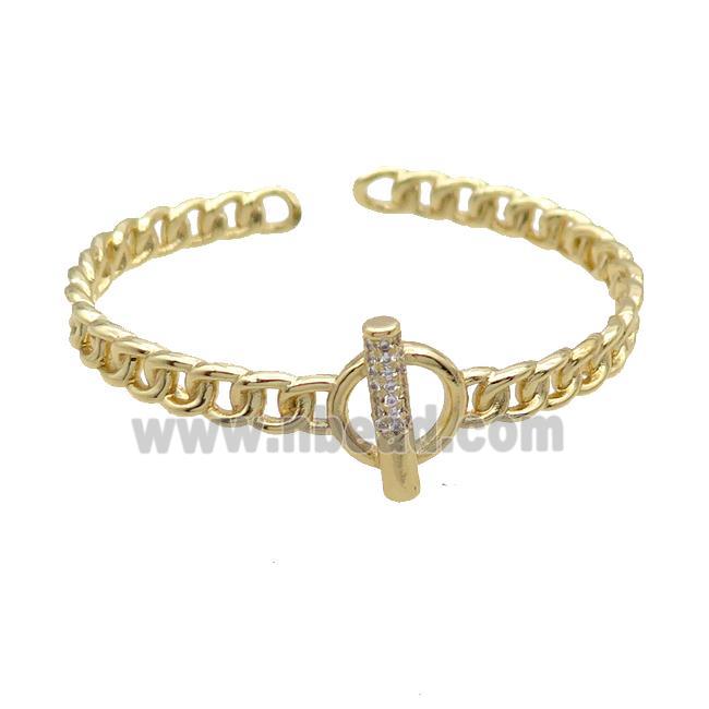 Copper Bangle Pave Zircon Gold Plated