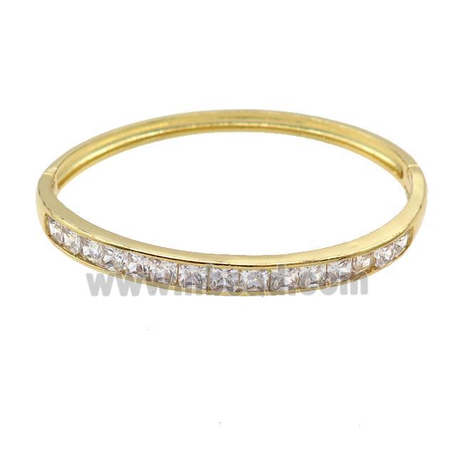 Copper Bangle Pave Zircon Gold Plated