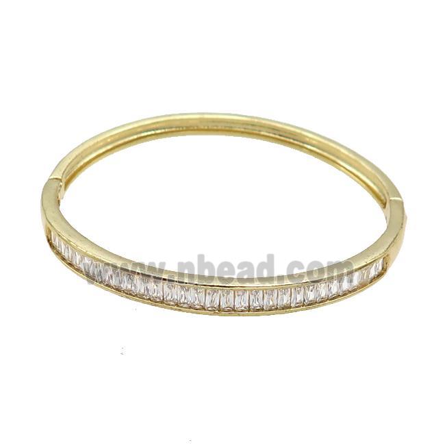 Copper Bangle Pave Zircon Gold Plated