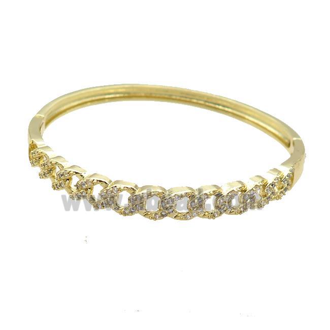 Copper Bangle Pave Zircon Gold Plated