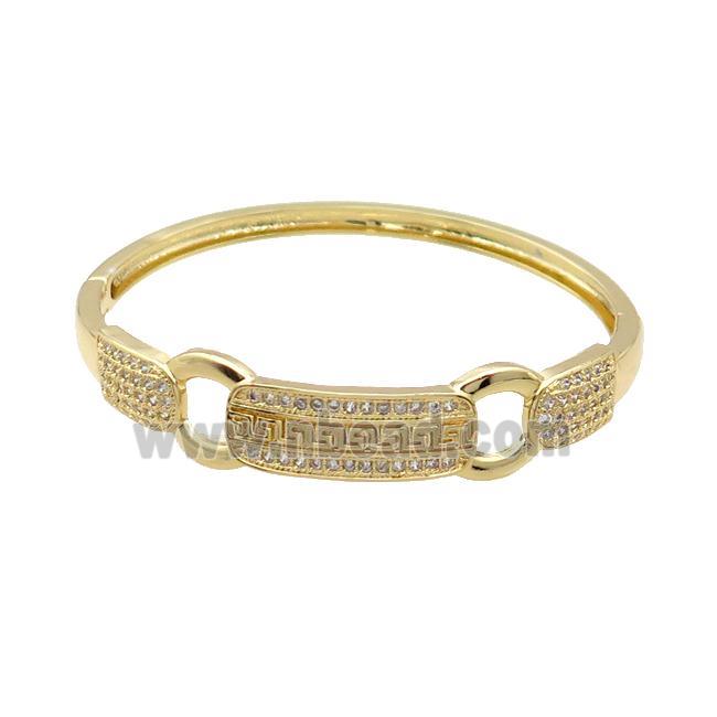 Copper Bangle Pave Zircon Gold Plated