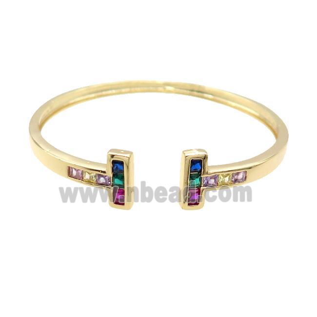 Copper Bangle Pave Zircon Gold Plated