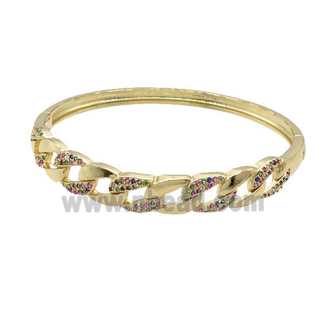 Copper Bangle Pave Zircon Gold Plated