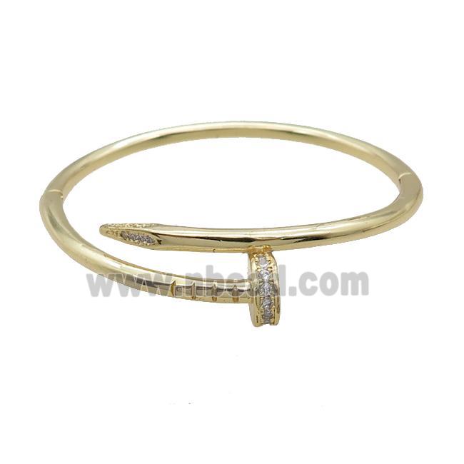 Copper Bangle Pave Zircon Gold Plated