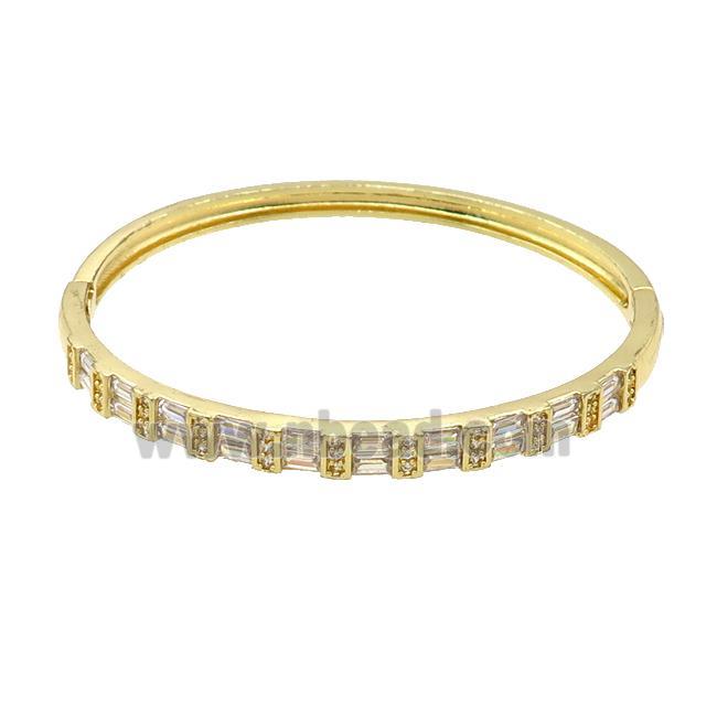 Copper Bangle Pave Zircon Gold Plated