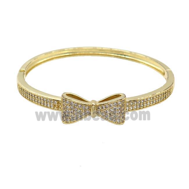 Copper Bangle Pave Zircon Gold Plated