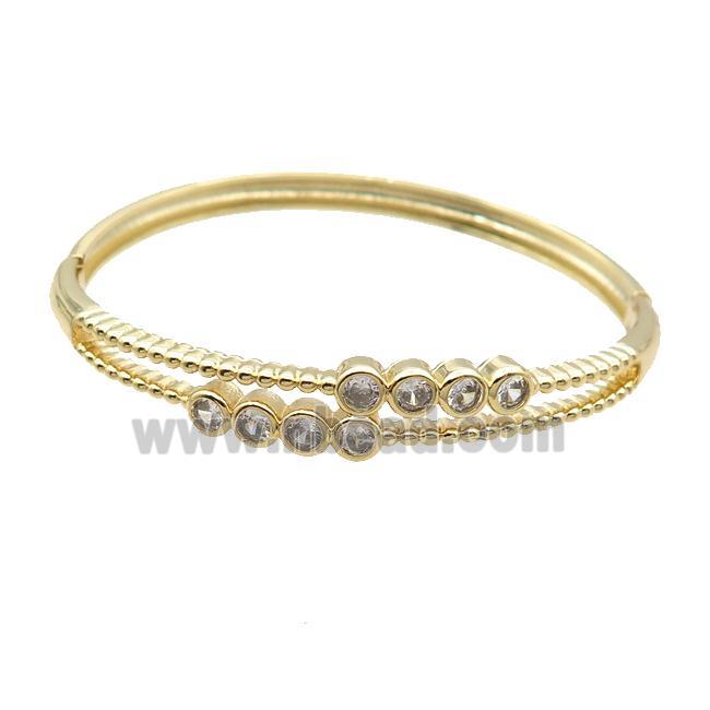 Copper Bangle Pave Zircon Gold Plated